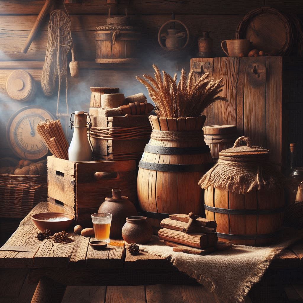 ظروف چوبی روستیک در دکوراسیون روستایی